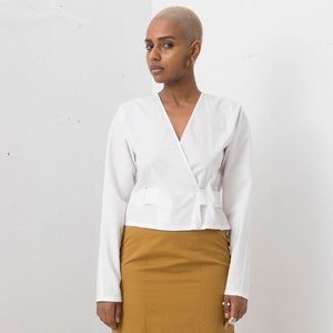SILVAE Joliet Cotton Cropped Wrap Top